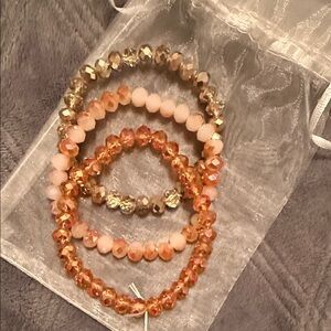 Gold and Blush Beaded Stretch Bracelet Set
